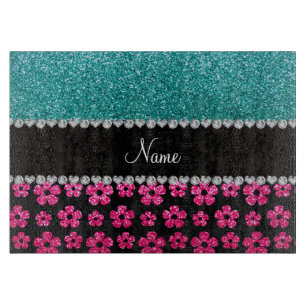 Planche À Découper Nom personnalisé fleurs de parties scintillant ros