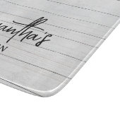 Planche À Découper Nom personnalisé Grey Wood Farmhouse Cuisine (Coin)