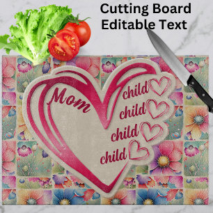 Planche À Découper Nom personnalisé Maman Enfants Floral sur toute l'