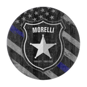 Planche À Découper NOM Personnalisé Officier de police Drapeau du sh