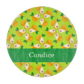 Planche À Découper Nom personnalisé perles orange sur vert (Devant)