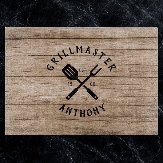 Planche À Découper Nom personnalisé Retro GRILLMASTER Bois rustique