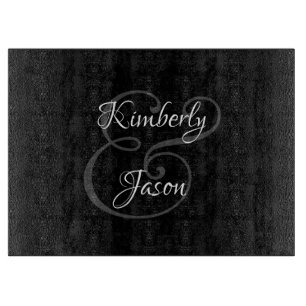 Planche À Découper Noms de couple personnalisés en écriture, blanc et