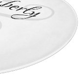 Planche À Découper Noms de lui et d'elle en script noir et gris (Coin)