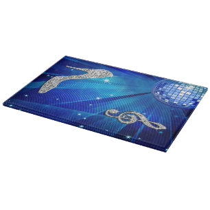 Planche À Découper Note de musique et talon aiguille bleu/argent scin