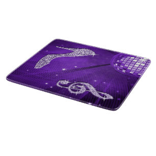 Planche À Découper Note de musique et talon aiguille violet scintilla
