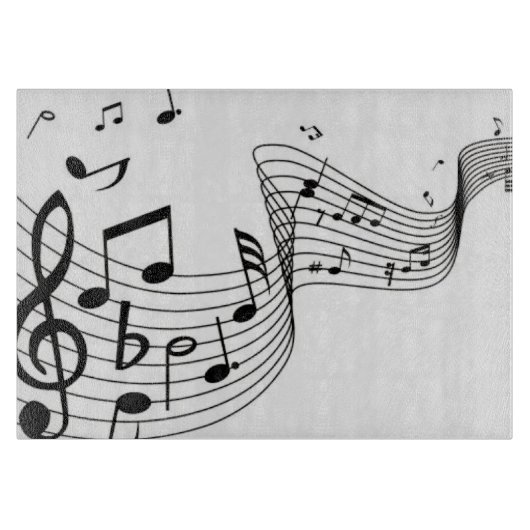 Planche À Découper Notes de musique en verre cool (Devant)