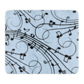 Planche À Découper Notes de musique fantaisie bleues (Devant)