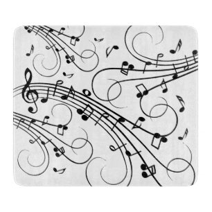Planche À Découper Notes de musique fantaisie sur verre