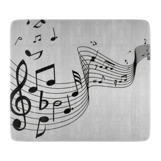 Planche À Découper Notes de musique sur argent (Devant)