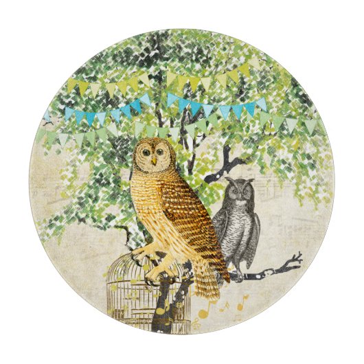 Planche À Découper Notes musicales de la feuille de chouette cabine (Devant)