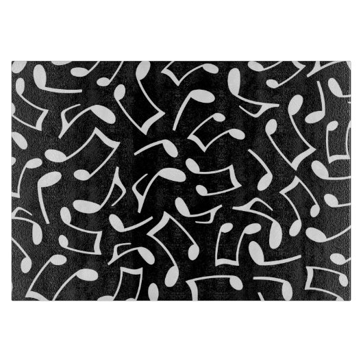 Planche À Découper Notes noires et blanches de musique (Devant)