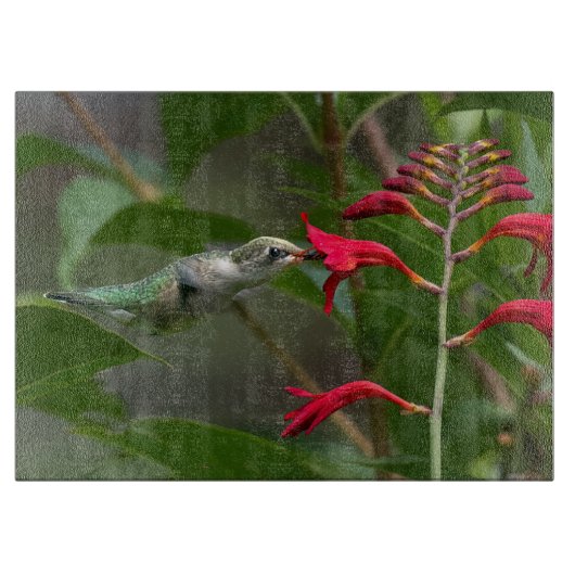 Planche À Découper Nourriture De Colibri À Red Crocosmia (Devant)