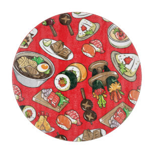 Planche À Découper Nourriture japonaise : Motif culturel sans couture