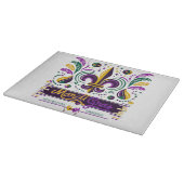 Planche À Découper Nouvelle-Orléans Mardi Gras jaune violet vert (Coin)