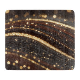 Planche À Découper Noyer foncé Grain en bois avec des rivières en or