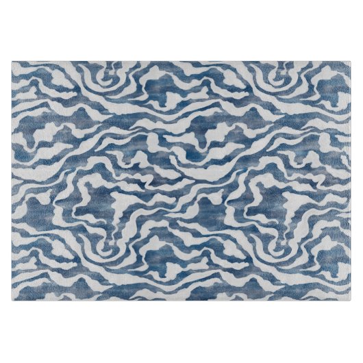Planche À Découper Nuages abstraits en bleu et blanc (Devant)