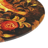 Planche À Découper NUIT AVEC ROSES, Rouge Noir Jaune (Coin)