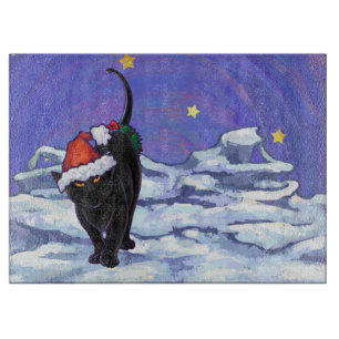 Planche À Découper Nuit étoile Noir Chat Noël