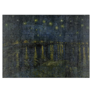 Planche À Découper Nuit étoilée sur le Rhône, peinture à l'huile Van 