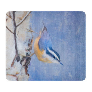 Planche À Découper Nuthatch à poitrine rouge Peinture d'art original 