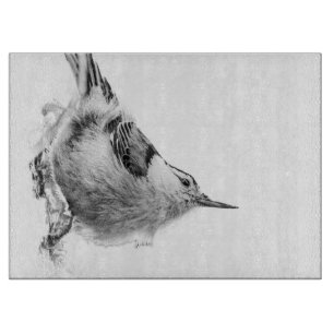 Planche À Découper Nuthatch, photo d'oiseaux blancs