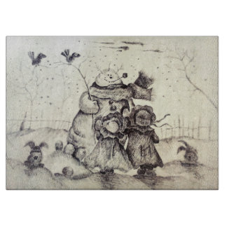 Planche À Découper Occupé à construire un bonhomme de neige