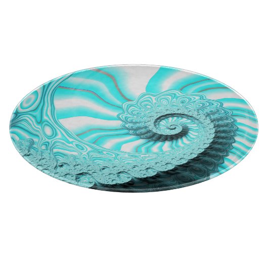 Planche À Découper Océan Bleu Nautilus Shell Spiral Fractal Art (Coin)