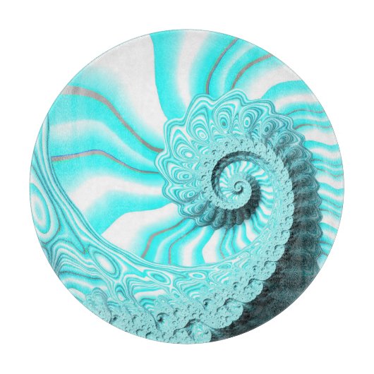 Planche À Découper Océan Bleu Nautilus Shell Spiral Fractal Art (Devant)