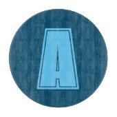 Planche À Découper Océan & Ciel Bleu Premier Monogramme Calligraphie (Devant)