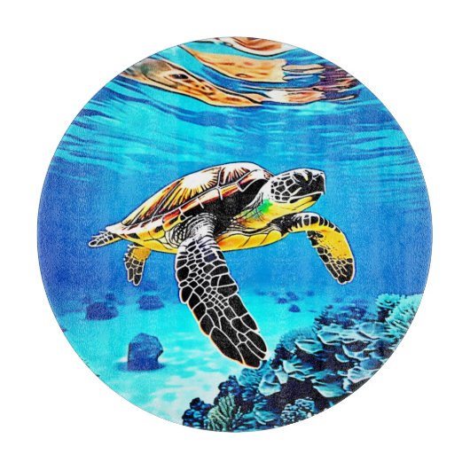 Planche À Découper Ocean's Embrace : Voyage de la tortue de mer (Devant)