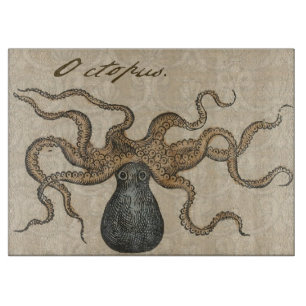 Planche À Découper Octopus Kraken Illustration Vintage