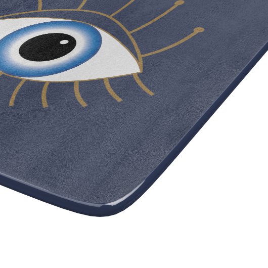 Planche À Découper Oeil Mal Grec Avec Lashes Bleu Blanc Or (Coin)