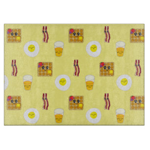 Planche À Découper Oeufs frits, bacon, gaufres et jus d'orange