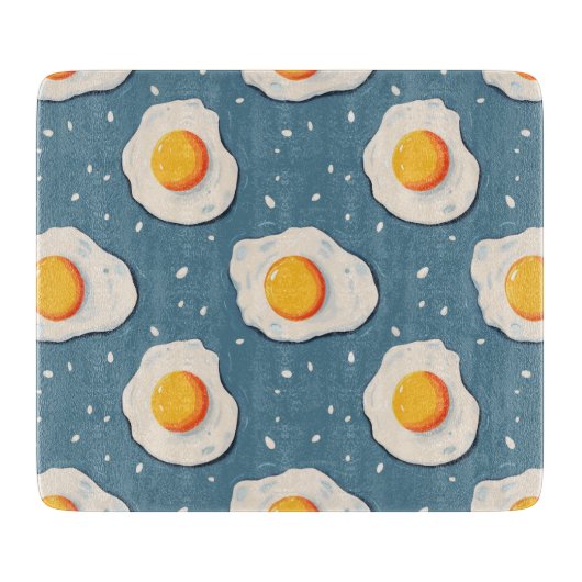 Planche À Découper Oeufs frits sur le bleu (Devant)