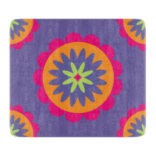 Planche À Découper Œuvre d'art à motif botanique rétro groovy