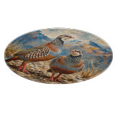 Planche À Découper Œuvre d'art de couple de perdrix chukar (Coin)