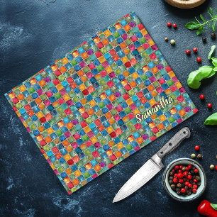 Planche À Découper Œuvre d'art en verre mosaïque coloré élégant