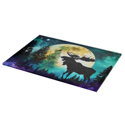 Planche À Découper Oie dans la forêt Pleine lune (Coin)