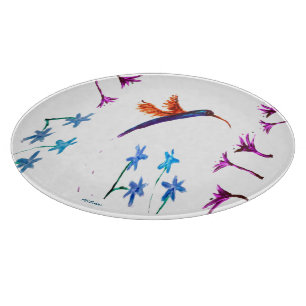 Planche À Découper Oiseau Art Hummingbird Flowers Floral