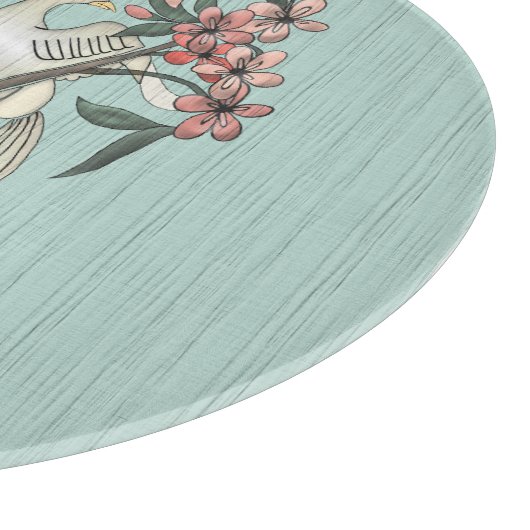 Planche À Découper Oiseau blanc - Fleurs de cerisiers Charcuterie Boa (Coin)