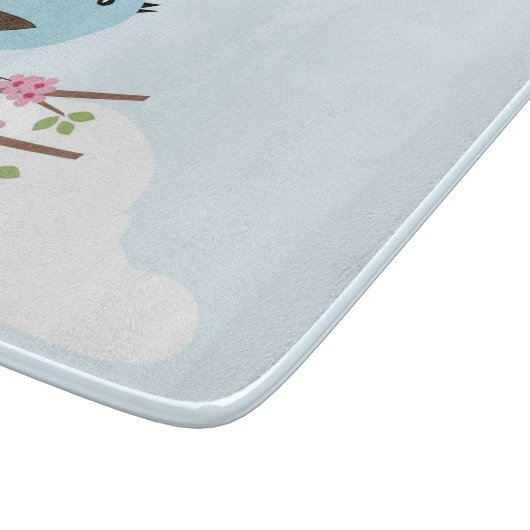 Planche À Découper Oiseau bleu dans l'arbre en fleurs (Coin)