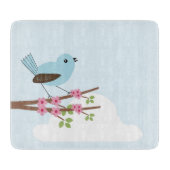 Planche À Découper Oiseau bleu dans l'arbre en fleurs (Devant)