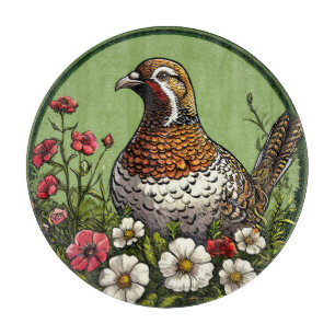 Planche À Découper Oiseau coloré avec cadre floral