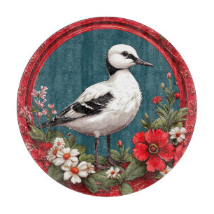 Planche À Découper Oiseau coloré avec cadre floral
