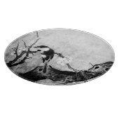 Planche À Découper OISEAU DE PRINTEMPS ET FLEURS ARBRE gris noir blan (Coin)