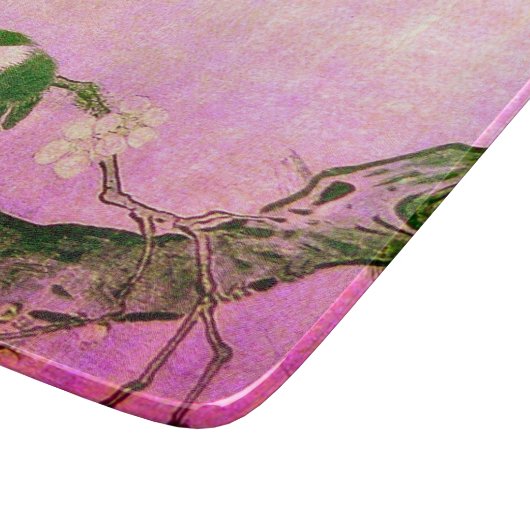 Planche À Découper OISEAU DE PRINTEMPS ET FLEURS D'ARBRE rose Fuchsia (Coin)