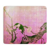 Planche À Découper OISEAU DE PRINTEMPS ET FLEURS D'ARBRE rose Fuchsia (Devant)