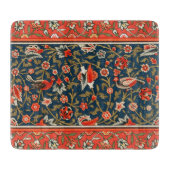 Planche À Découper Oiseau et fleurs Perse Motif bleu rouge (Devant)