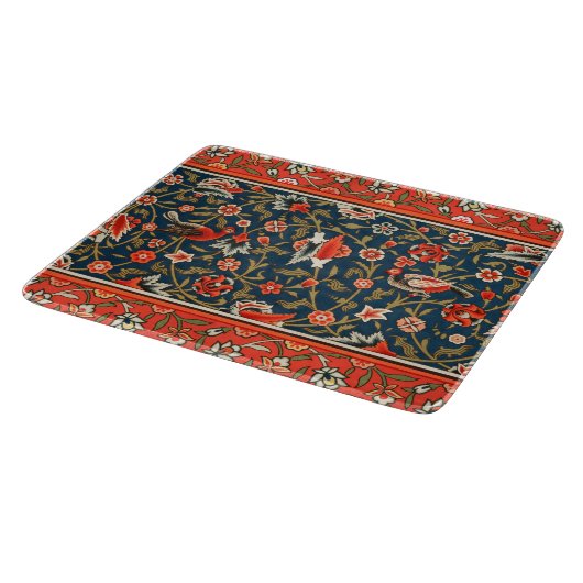 Planche À Découper Oiseau et fleurs Perse Motif bleu rouge (Coin)